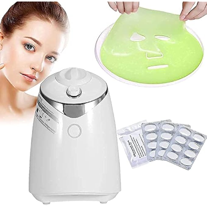 STRBOXONG صانع أقنعة الوجه NA، آلة صنع الأقنعة المنزلية الأوتوماتيكية بالكامل، DIY فواكه وخضروات طبيعية عضوية، قالب قناع الوجه بالكولاجين، أداة العناية ببشرة الوجه، لمنتجات جمال الوجه 2021 + 32 قرص كولاجين - Image 1